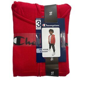 Champion 3-Piece Boys Set Tee Hoodie & Jogger Red/White/Black Size 3T Outfit